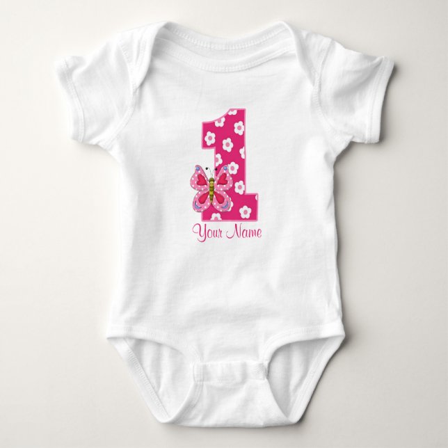 Body Filles papillon 1er anniversaire Chemise personnal (Devant)