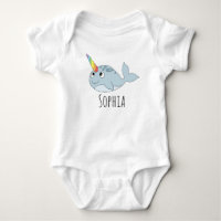Filles Whimsical Rainbow Narwhal Dessin et nom