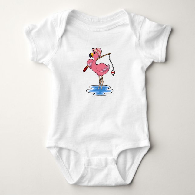 Body Flamant rose à la pêche avec canne à pêche (Devant)
