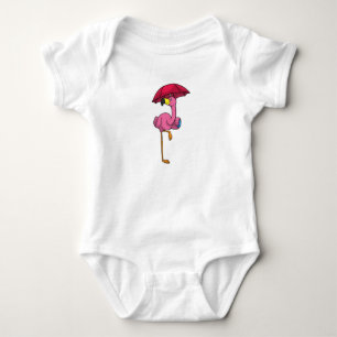 Body Flamant rose à la pluie avec parapluie