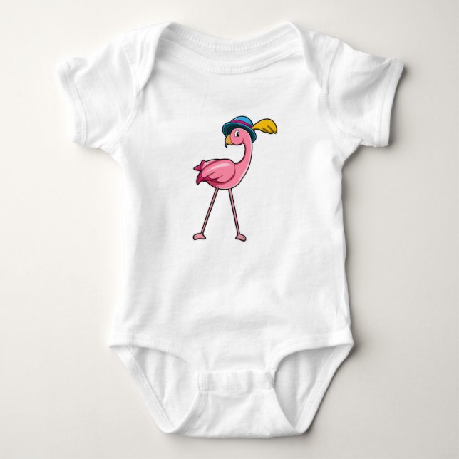 Body Flamant rose avec Casquette & Plume (Devant)