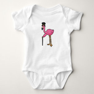 Body Flamant rose en marié avec chapeau et canne
