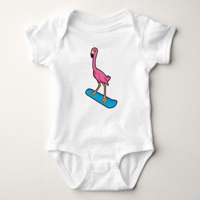 Body Flamant rose en Snowboard avec Snowbaord (Devant)