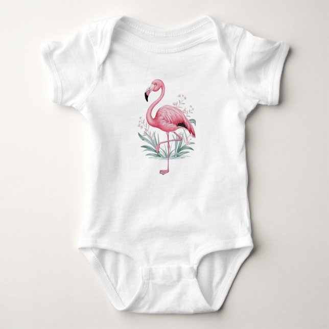 Body Flamant rose et fleurs (Devant)