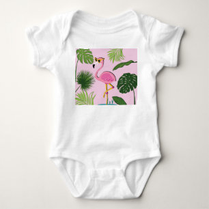 Body Flamant rose Palm Feuille Tropical Design