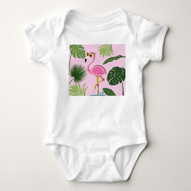 Body Flamant rose Palm Feuille Tropical Design (Devant)