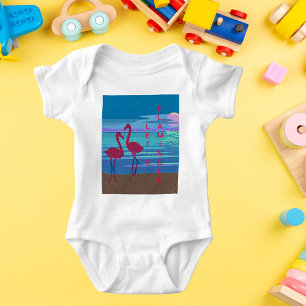 Body Flamant rose rose Couple Sunset Baby Jersey Bodysu