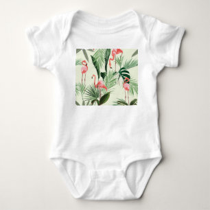Body Flamant rose rose Fleurs exotiques Motif