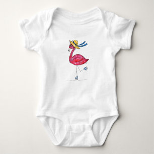Body Flamant rose rose mignon et capricieux sur les pat