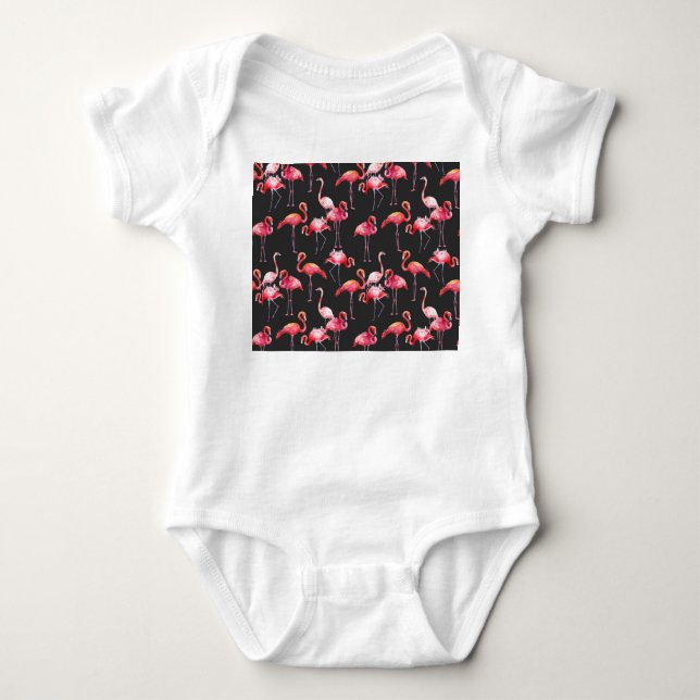 Body Flamant rose rose : Motif d'aquarelle tropicale. (Devant)