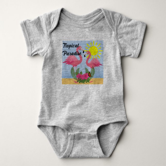 Body Flamant rose rose paradis tropical - Corps de mail (Devant)