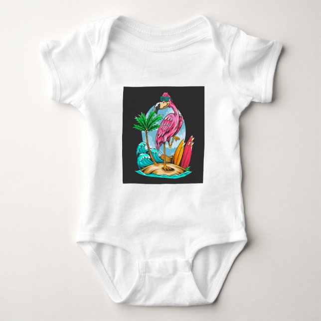 Body Flamant rose Surfin ! Bodysuit bébé (Devant)