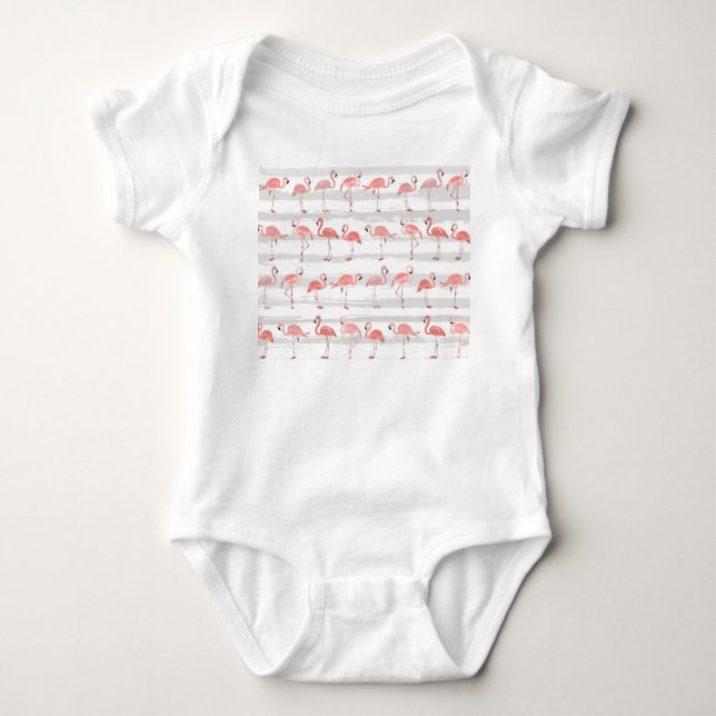 Body Flamant rose tropical Blue Stripes Motif (Devant)