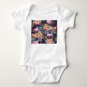Body Flamant rose Tropical : Motif sans couture d'été