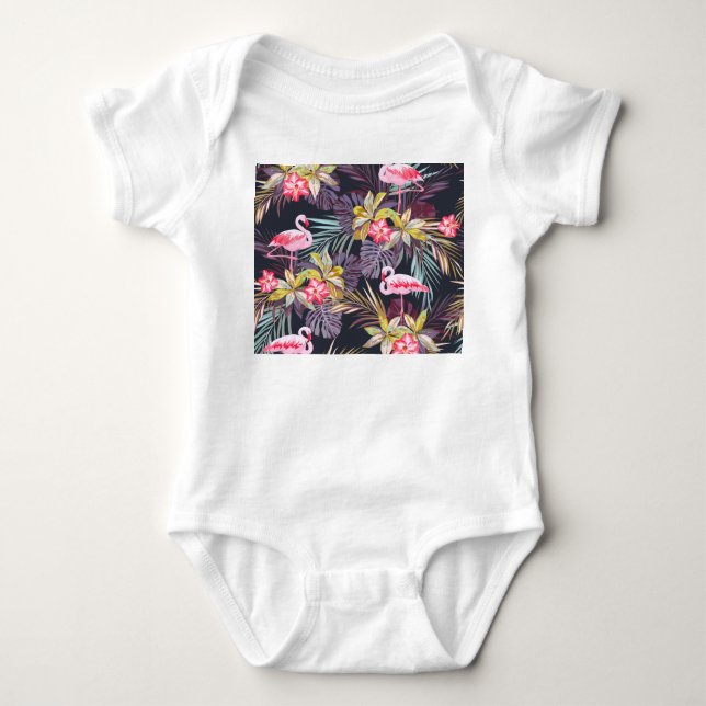 Body Flamant rose Tropical : Motif sans couture d'été (Devant)