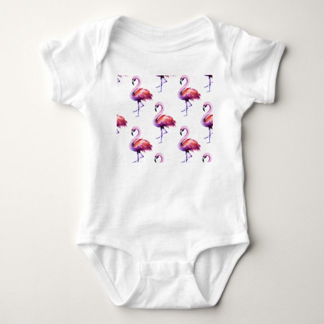 Body Flamants roses avec éclaboussures : motif aquarell (Devant)