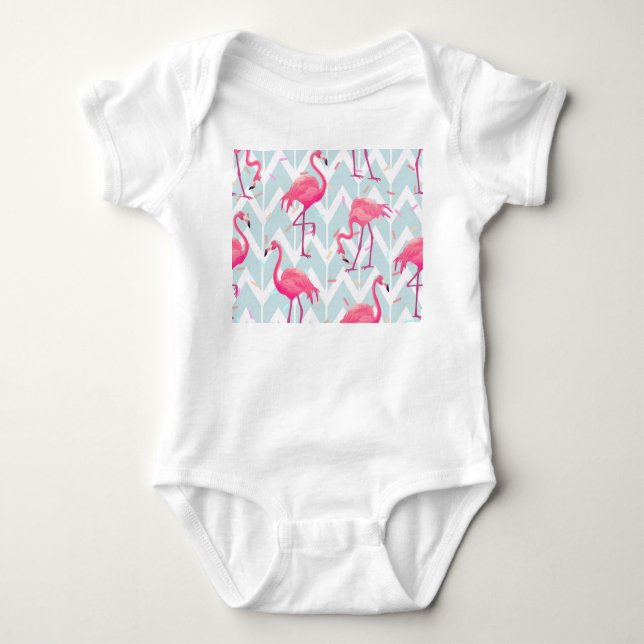 Body Flamants roses gris clair : Vintage tropical. (Devant)