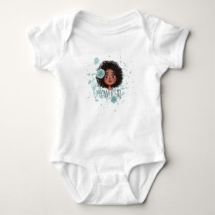 Body Fleur bleue fille, t-shirt blanc éclat bleu