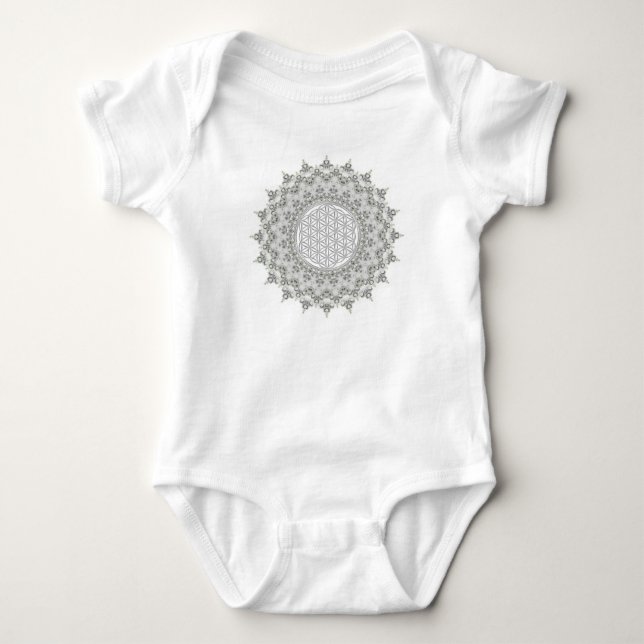 Body Fleur de la vie - Fractal Mandala gris vert (Devant)