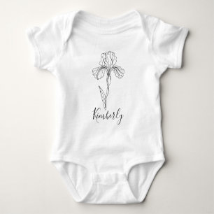 Body Fleur de naissance personnalisée février iris