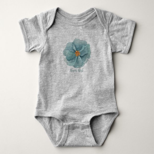 Body Fleur fille gris bébé costume de bébé (Devant)