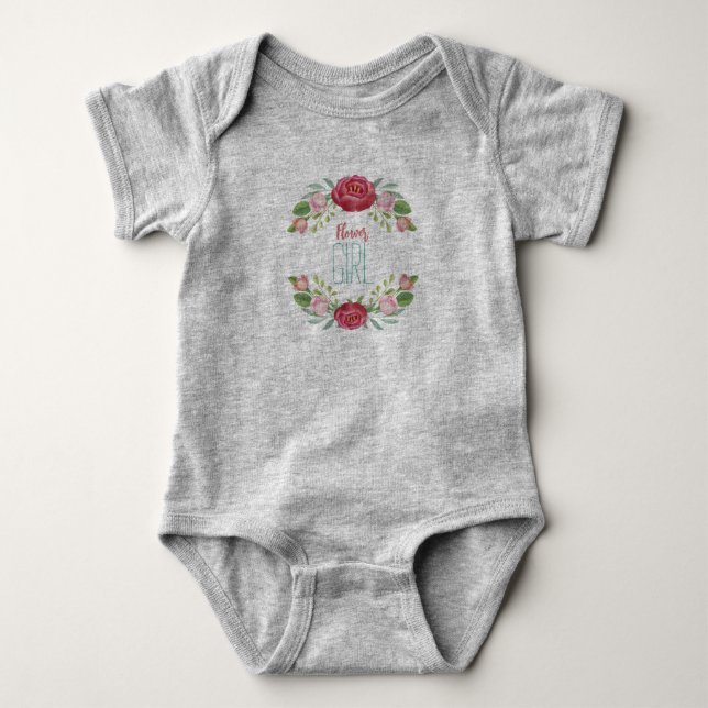 Body Fleur fille gris bébé costume de bébé (Devant)