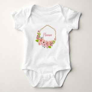 Body Fleurs aquarelles roses - Personnalisé
