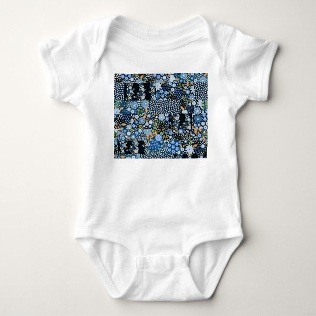 Body Fleurs Bleues Patchwork : Tissu sans couture. (Devant)