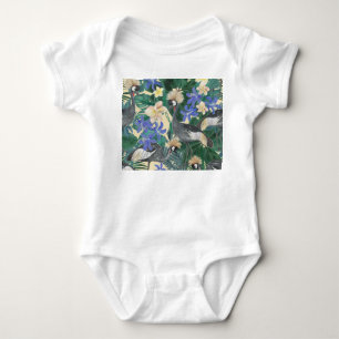 Body Fleurs Bleues Plumeria, Aquarelle Sans Couleur.