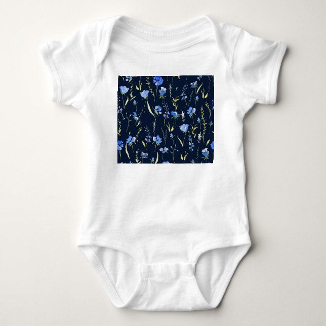Body Fleurs bleues rustiques : Illustration botanique. (Devant)