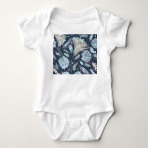 Body Fleurs Boho Chic : Aquarelle bleu foncé P