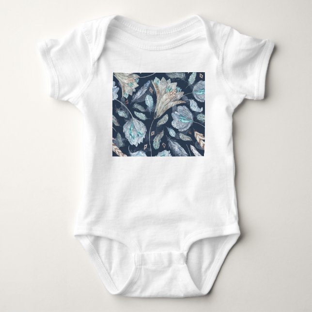 Body Fleurs Boho Chic : Aquarelle bleu foncé P (Devant)