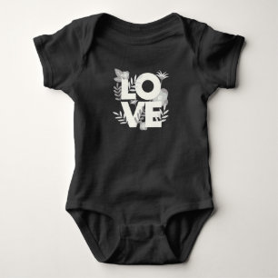 Body Fleurs d'amour noir et blanc Motif de mot d'amour