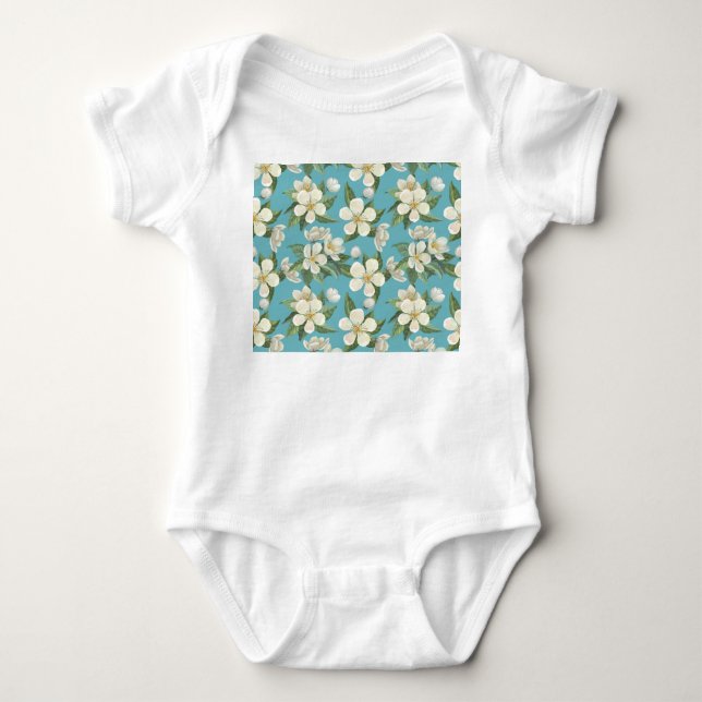 Body Fleurs d'aquarelle blanche Feuilles verts (Devant)
