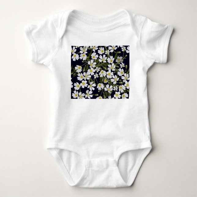 Body Fleurs de champs blancs : motif vintage. (Devant)