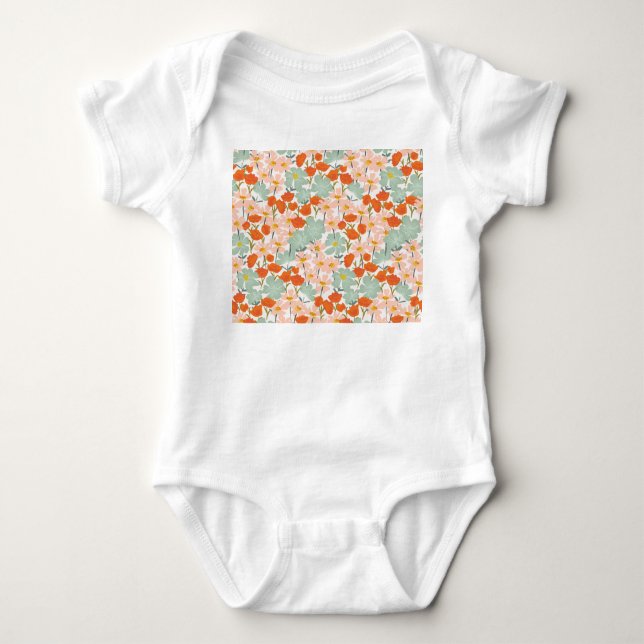 Body Fleurs de jardin : rose, orange sans soudure (Devant)