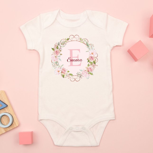 Body Fleurs de rose rose blush aquarelle monogramme flo (In situ)