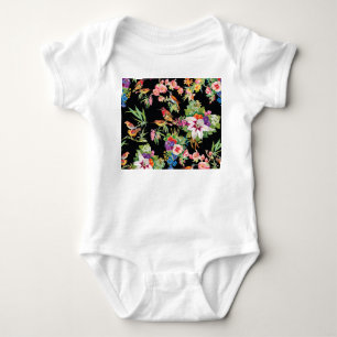 Body Fleurs d'oiseaux sauvages : Noir Vintage