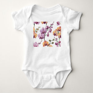 Body Fleurs d'orchidées aquarelles, motif sans soudure.