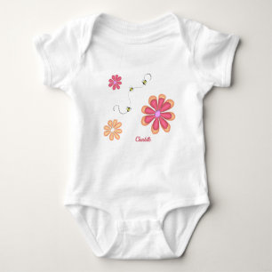 Body Fleurs et abeilles personnalisées Bodysuit bébé