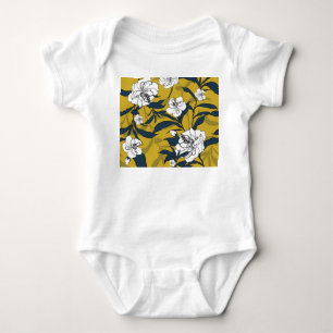 Body Fleurs florissantes : Vintage Jaune sans couture.