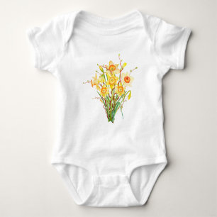Body Fleurs jaunes de ressort de jonquilles d'aquarelle