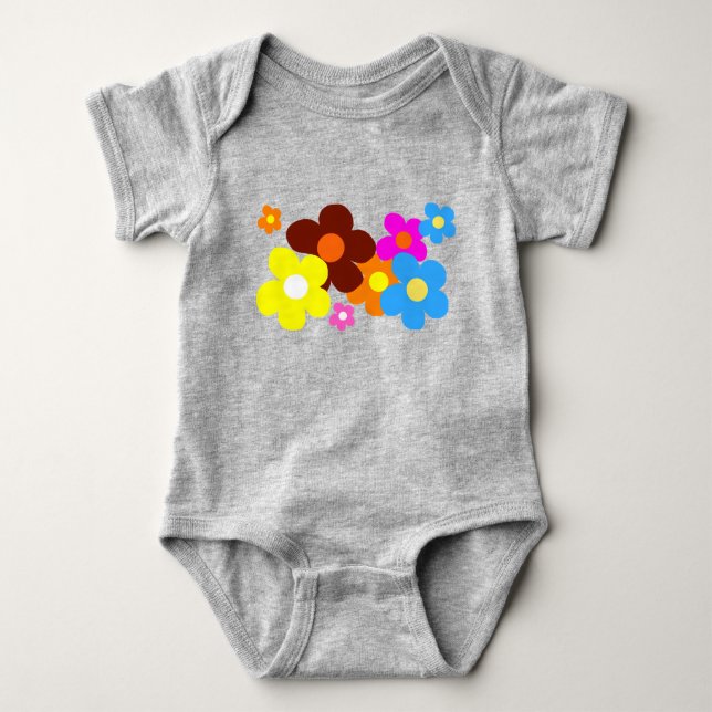 Body Fleurs joyeuses Gris Charbon (Devant)