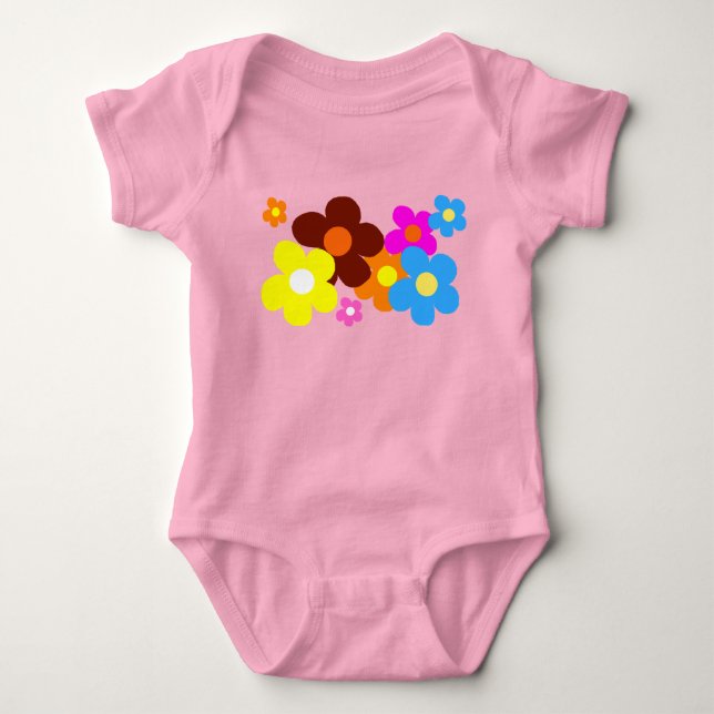 Body Fleurs joyeuses rose pastel (Devant)