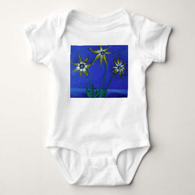 Body Fleurs Peinture Baby Jersey Bodysuit, Blanc (Devant)