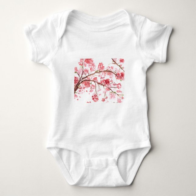 Body Fleurs roses de cerisier en fleurs Girly Sakura (Devant)