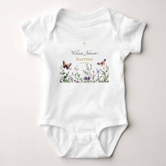 Body Fleurs sauvages et papillons Baptême orthodoxe (Devant)