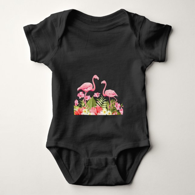 Body Fleurs tropicales et design de flamants roses (Devant)