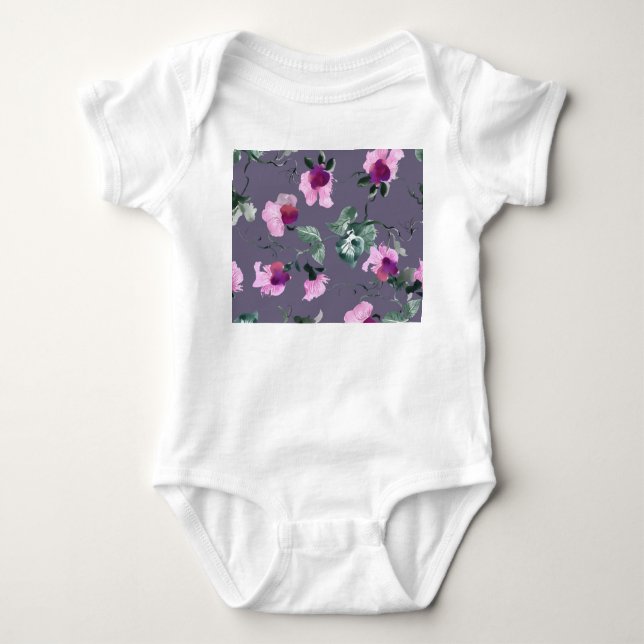 Body Fleurs violettes : motif aquarellé. (Devant)