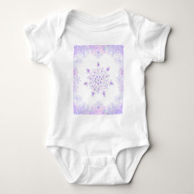 Body flocon de neige violet clair et cœur scintillant (Devant)